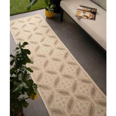 Afbeelding van Jute Balkonkleed Sunny Circles Naturel 80x200 Cm