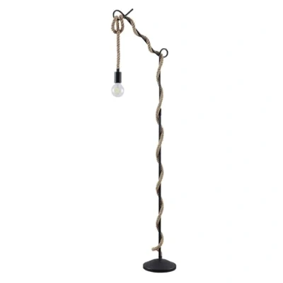 Afbeelding van Lucande vloerlamp 1licht ijzer, touw H: 180 cm E27 zwart, lichtbruin