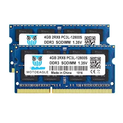 Afbeelding van 2x4GB DDR3L 1600 SODIMM RAM, PC3 PC3L 12800S 4GB 8GB kit, 204 pins 2Rx8 DDR3 1600MHz geheugen, ongebufferd non ECC 1.35V CL11 Dual Rank notitieboek
