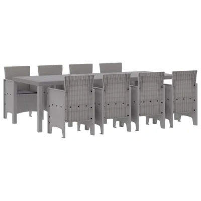 Afbeelding van vidaXL 9 delige tuinset met kussens wit poly rattan