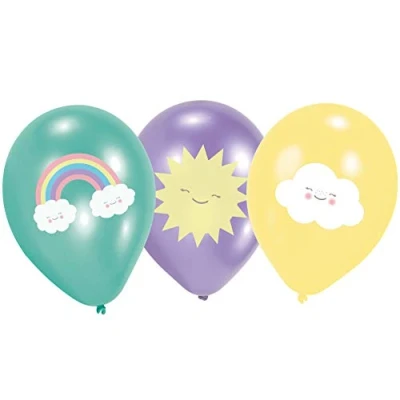 Afbeelding van Ballonnen Rainbow &amp; Cloud 28cm 6 stuks