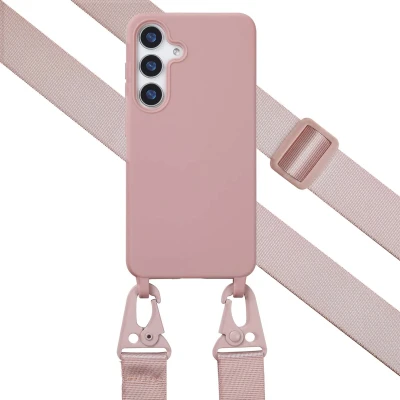 Afbeelding van Samsung Galaxy S25 Hoesje Siliconen en TPU (zacht) Selencia Softcase/Koordhoesje/Backcover Roze Telefoonhoesje
