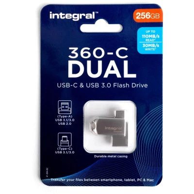 Afbeelding van Integral 360 C Dual USB 3.0 stick, 256 GB