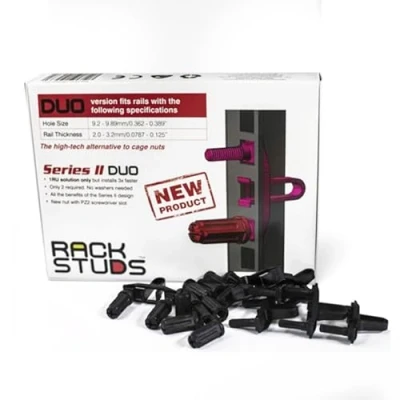 Afbeelding van Rackstuds DUO 1RU Rack Mount Solution Series II No More Cage Nuts! The Easiest and Safest Server in 19&quot; Racks with Square Punched Vertical Rails 50 Pack, Universal Version