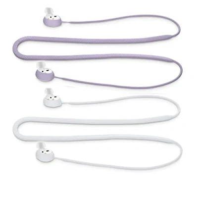 Afbeelding van kwmobile 2x oordopjes koord geschikt Voor Samsung Galaxy Buds 2 draadloze oordoppen tegen verlies In wit / lavendel