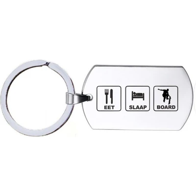 Afbeelding van Sleutelhanger RVS Eet Slaap Board