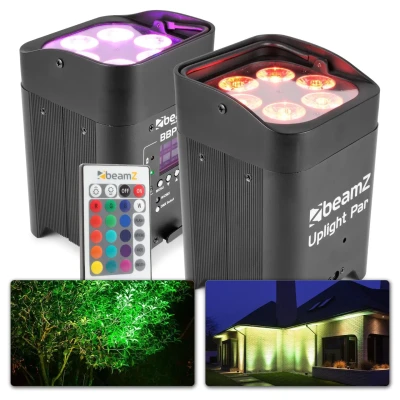 Afbeelding van BeamZ BBP96 Set van 2 accu Uplights met 6x 12W LED&#039;s en WDMX