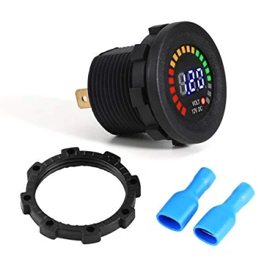 Afbeelding van Haofy 12V digitaal display voltmeter LED DC digitale meetbereik 5 15V waterdichte spanning gauge voor motorfietsen, auto&#039;s, boten, ATV, UTV, campers, caravans zwart