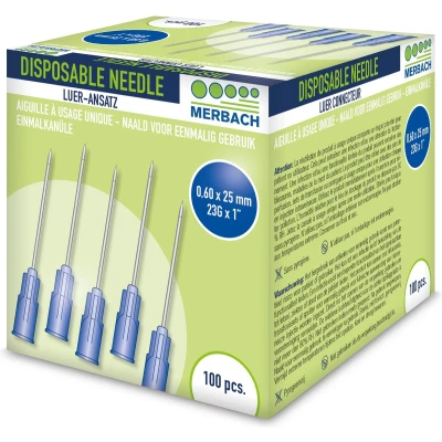Afbeelding van Merbach Injectienaalden 23 G x 1 25mm blauw 100 stuks