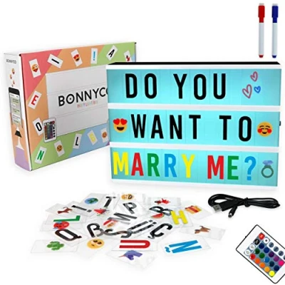 Afbeelding van Led Lichtbak A4 Kleur Veranderende met 400 Letters &amp; Emojis, Afstandsbediening 2 Markers BONNYCO Light Box 16 Kleuren Programma`s Letterbak Nieuwe Geschenken voor Kerstmis Verjaardagen