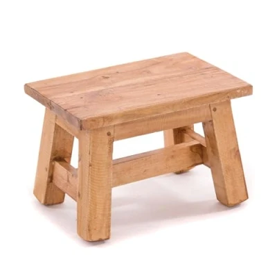 Afbeelding van Rustieke VOETENBANK Monte 21x30x20 cm (HxBxD), mahoniehouten gerecycled hout houten krukje, bloemenkrukje, bijzetkrukje kleur: 08 honingkleurig gewaxt