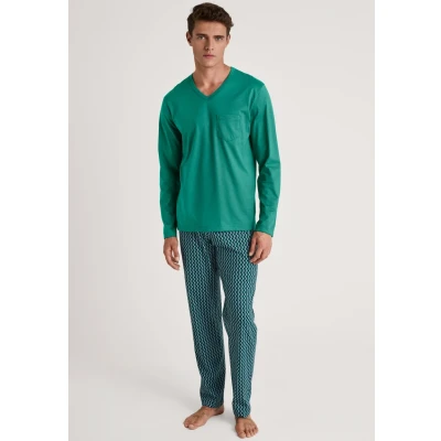 Afbeelding van Calida Relax Imprint 3 Pyjamas Blauw katoen Small Heren