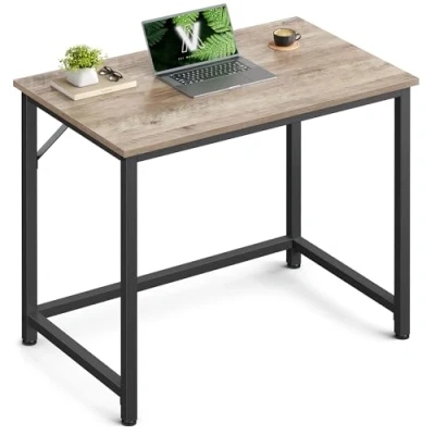 Afbeelding van VASAGLE bureau, klein computerbureau, bureau voor werkkamer, slaapkamer, 50 x 80 76 cm, industrieel ontwerp, metalen frame, grijs zwart LWD038B02