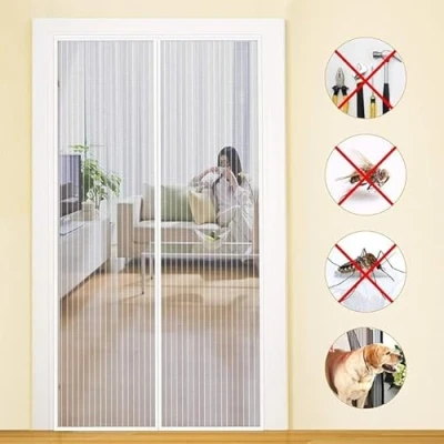 Afbeelding van MYCARBON Vliegengaas voor deur, magnetisch, 140 x 220 cm, insectenbescherming, balkondeur, vliegengordijn, 10 sterker dan normaal vliegengaas, zonder boren, gordijn woonkamer,