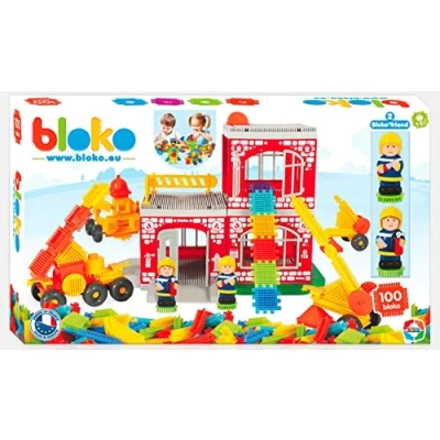 Afbeelding van BLOKO 100 biologische brandweerbox en 2 3D figuren vanaf 12 maanden Made in Europe Bouwspeelgoed 1. Leeftijd 503635