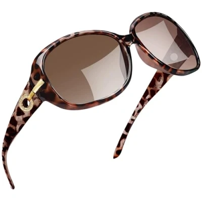 Afbeelding van Joopin Grote Zonnebril Vrouwen Gepolariseerde Vintage Mode Oversized Zonnebrillen Dames UV bescherming (Luipaard Frame/Bruin Lens)