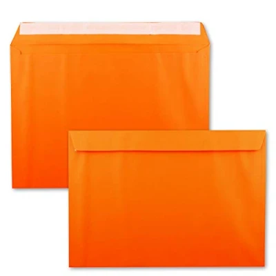 Afbeelding van 10 x grote XXL enveloppen DIN C4 in oranje 22,9 32,4 cm zelfklevend zonder venster verzendtas geschikt voor A4