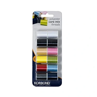 Afbeelding van Korbond CORE Mix polyester draad selectie door 12 x 32m spoelen 10 kleuren 384 meter hand en machinenaaien, reparaties, knutselen