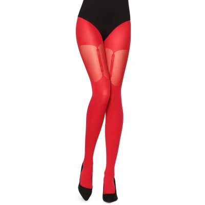 Afbeelding van Merry Style Dames Panty 60 DEN Overknee Look Polyamide Rood L MS GB 260