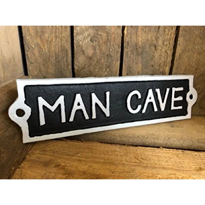 Afbeelding van Antieke Zwarte Gietijzeren Muur Tuin Garage Gate Deur Teken Plaque &quot;Man Cave&quot;