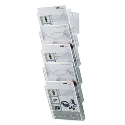 Afbeelding van Helit H6103102 Muur brochure houder &quot;the grid wall&quot;, 5 zakken, DIN A4, glashelder