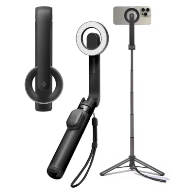 Afbeelding van Spigen Magsafe Selfie Stick Statief Wondersnap [Spigen MagFit technologie] Bluetooth afstandsbediening Compatibel met iPhone 15 14 Pro Max, Samsung Galaxy S24 S23 Zwart