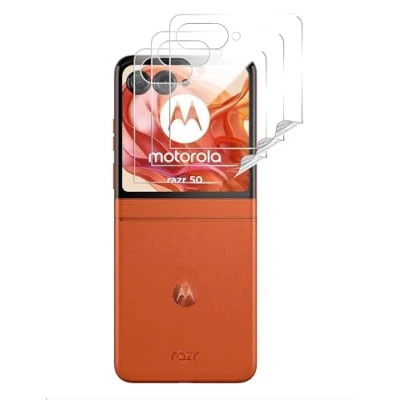 Afbeelding van GIOPUEY 3 pack rugbeschermer compatibel met Motorola Razr 50, flexibele TPU, ultradun, krasbestendig, hoesvriendelijk, rugbeschermfolie voor 50 transparant