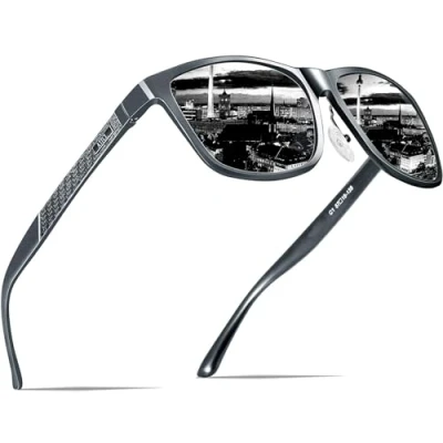 Afbeelding van ATTCL Gepolariseerde zonnebril voor heren, Al Mg, metalen frame, ultralicht, UV400 CAT 3 CE, 8587 grijs/niet gespiegeld, Medium