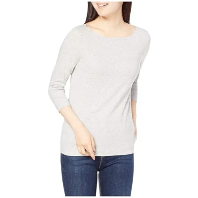 Afbeelding van Amazon Essentials Women&#039;s T shirt met driekwartmouwen, stevige boothals en slanke pasvorm, Lichtgrijs, M