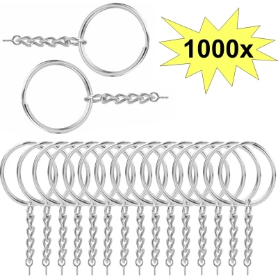 Afbeelding van Fako Bijoux® Sleutelringen Met Schroefje Sleutelhanger Ringen Splitringen Ketting 25 mm 1000 Stuks