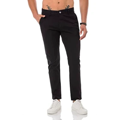 Afbeelding van Redbridge Herenbroek, chinobroek, vrijetijdsbroek, casual, business, stretchbroek, zwart, 31W / 30L