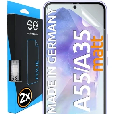 Afbeelding van S.E beschermfolie voor Samsung Galaxy A55/A35, ontspiegeld, 2x folies in set uit Duitsland, matte displayfolie, mat alternatief veiligheidsglas A55/A35