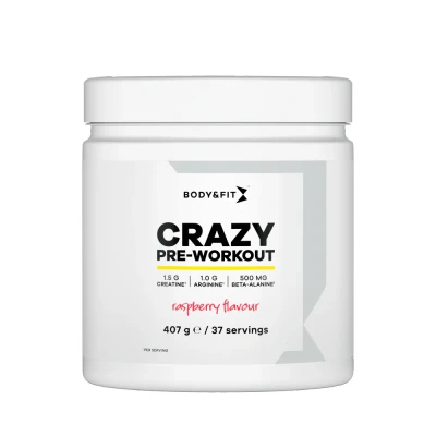 Afbeelding van Body &amp; Fit Crazy Pre Workout Framboos smaak 407 gram (37 doseringen)