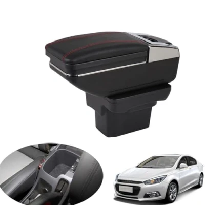 Afbeelding van SZSS CAR Armleuning voor in de auto, center console, leer, interieur, opslag, Compatibel met Chevrolet Cruze 2009 2010 2011 2012 2013 2014 2015, zwart
