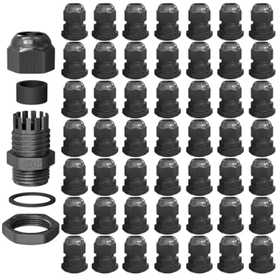 Afbeelding van hb digital Kabelschroefverbinding M16 voor 4 8 mm kabeldiameter IP68, stof en waterdicht, met rubberen afdichting, tegenmoer, klemlamellen, stopbus, isolatie, kabelinvoer zwart