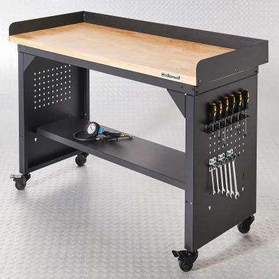 Afbeelding van Datona Werkbank PRO Bamboe Werkblad Legbord Verrijdbaar 150 Cm Zwart (150 x 65 108 cm)