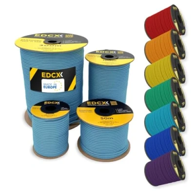 Afbeelding van EDCX 4mm Nylon Paracord 550 30m (100 voet) Type III, 100% Touw, 7 Strand Touw in Effen Kleuren (Skylight, 30 m)