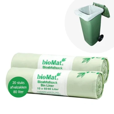 Afbeelding van BIOMAT® composteerbare 60 80 liter afvalzakken (2 x 10 stk. vuilniszakken), 100466