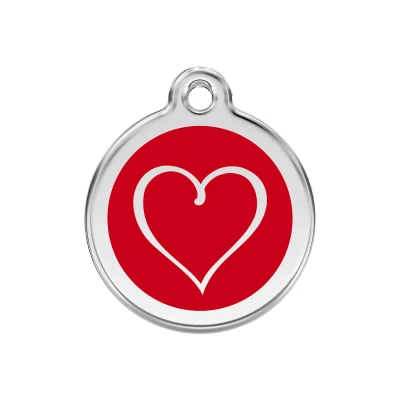 Afbeelding van Tribal Heart Red roestvrijstalen hondenpenning medium/gemiddeld dia. 3 cm RedDingo