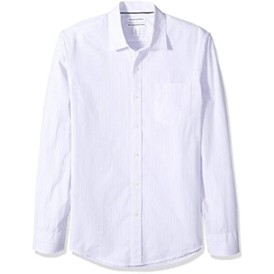 Afbeelding van Amazon Essentials Slim fit lange mouwen Stripe Shirt Knop, Wit/Lavendel, M