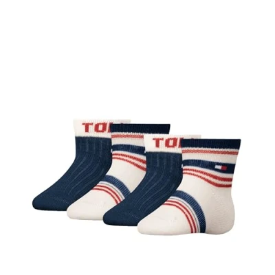 Afbeelding van Tommy Hilfiger BABY Stripe Unisex 4 PACK Sokken voor kinderen, Maat: 15 18, White