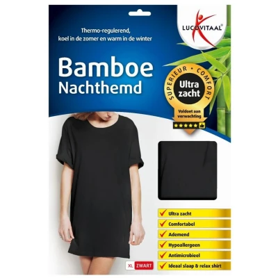Afbeelding van Lucovitaal Nachthemd bamboe xl korte mouw zwart 1 stuk