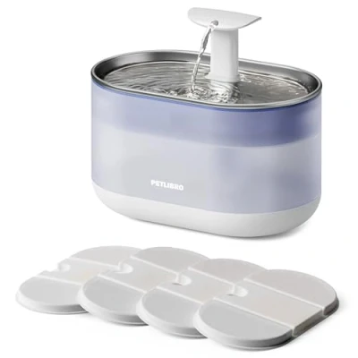 Afbeelding van PETLIBRO Ultrastille waterfontein voor huisdieren, 2,1 l, roestvrijstalen kattenfontein met twee stroommodi, BPA vrije capsule waterfontein, zichtbaar waterniveau 4 grote filters
