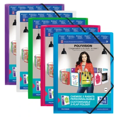Afbeelding van Elastomap Oxford Polyvision A4 met insteektas 3 kleppen PP assorti