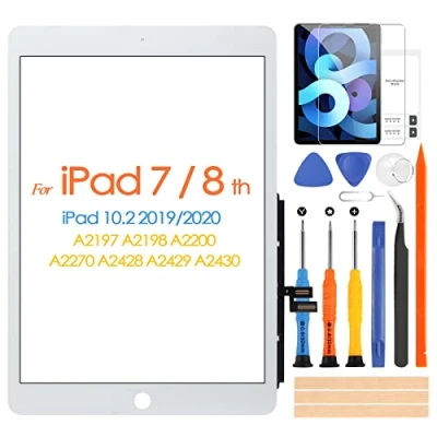 Afbeelding van touchscreen voor iPad 7/8 10,2 inch 2019 2020 7e 8e digitizer paneel reparatieset, geen home knop, A2197 A2198 A2200 A2270 A24 28 A2 429 A2430 (niet LCD)