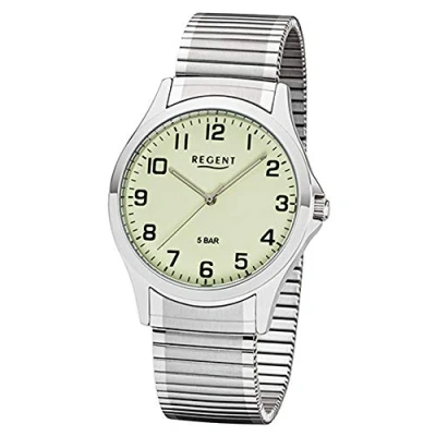 Afbeelding van REGENT Heren analoog Miyota 2035 horloge met roestvrij stalen armband 11310064, zilver,