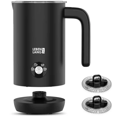 Afbeelding van LEBENLANG elektrische melkopschuimer 100% BPA vrij &amp; 4 modi incl. vervangende garde I 240 ml opschuimer
