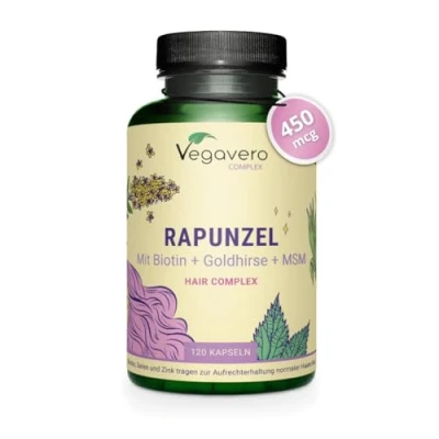 Afbeelding van Vegavero RAPUNZEL Haarvitamines met MSM, biotine, zink, L cysteïne en selenium KRUIDENKRACHTEXTRACTEN: Gouden gierst, bamboe meer Haarcapsules voor vrouwen 120 capsules Vegan