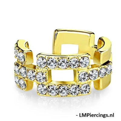 Afbeelding van Fake piercing square links goud kleur