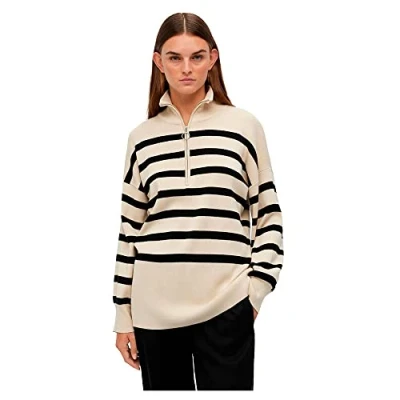Afbeelding van Object Objester L S ZIP NOOS Trui, Dames, Maat: Medium, Sandshell/black